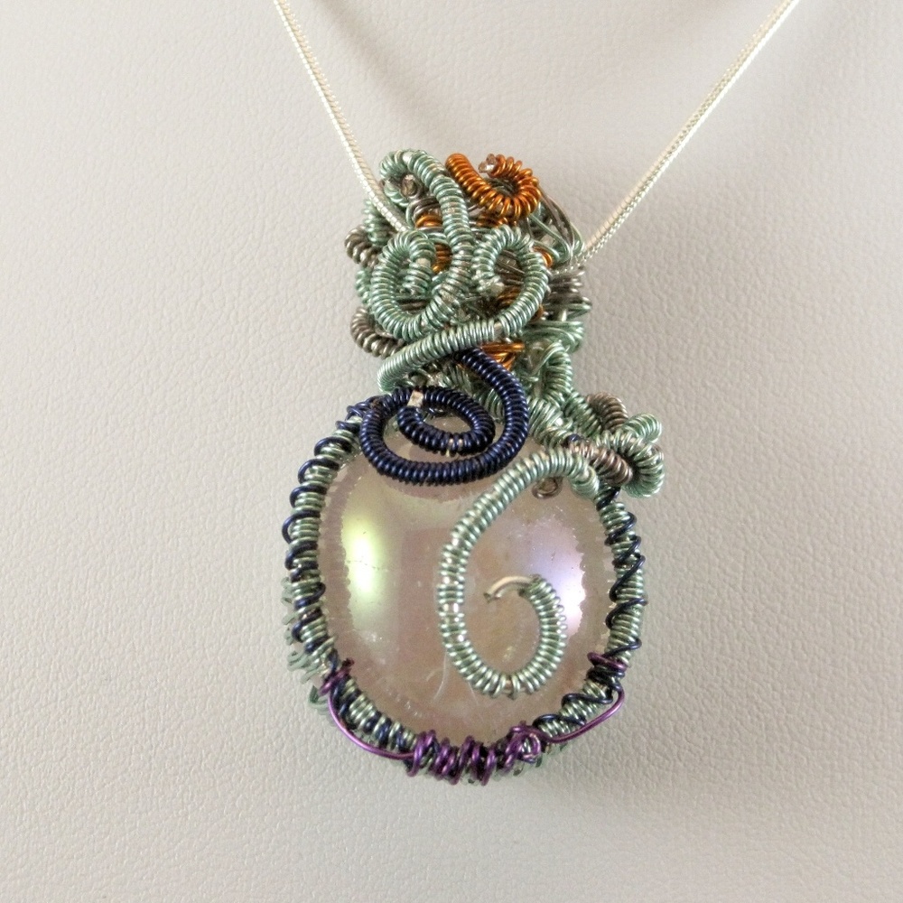 Minted Swirls - Angel Aura Quartz pendant